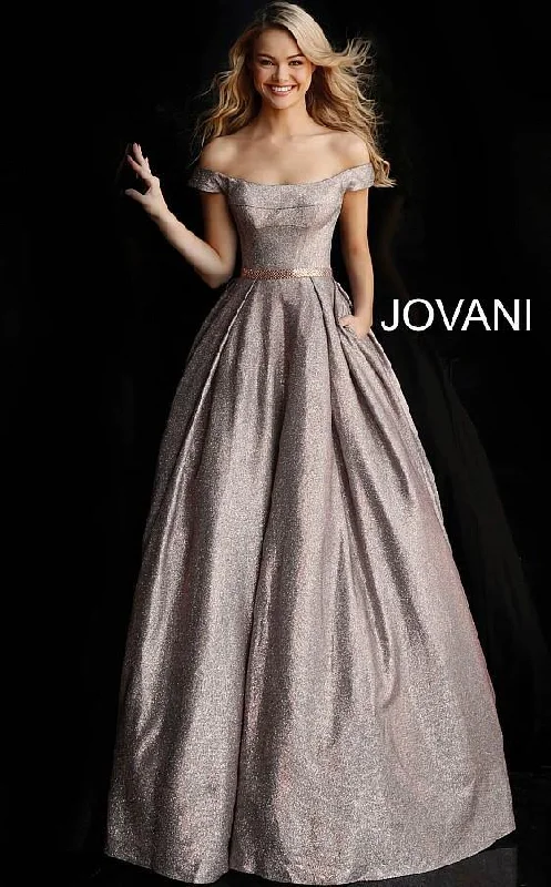 Jovani 66950 Prom Long Off Shoulder Glitter Ballgown