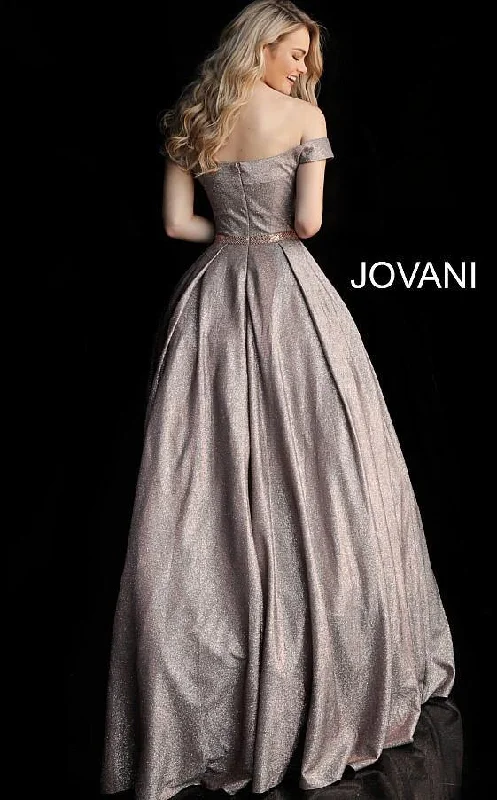 Jovani 66950 Prom Long Off Shoulder Glitter Ballgown