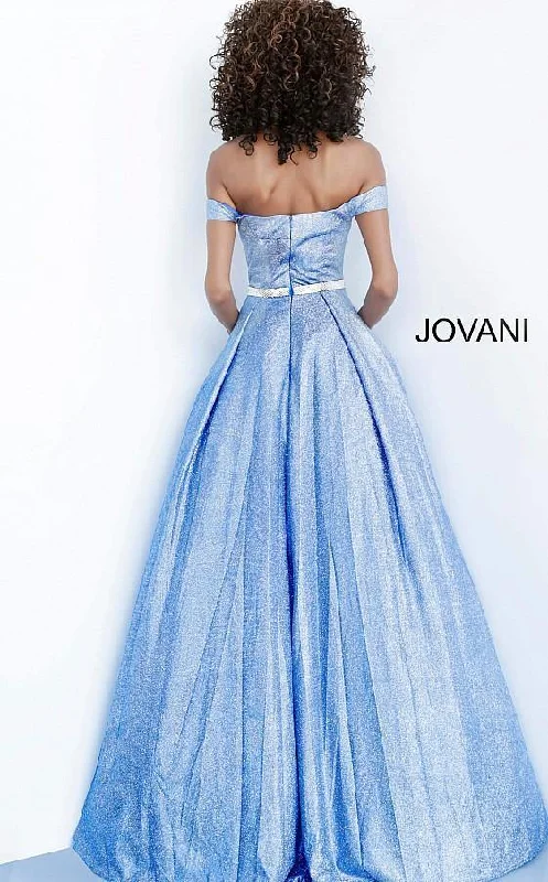 Jovani 66950 Prom Long Off Shoulder Glitter Ballgown