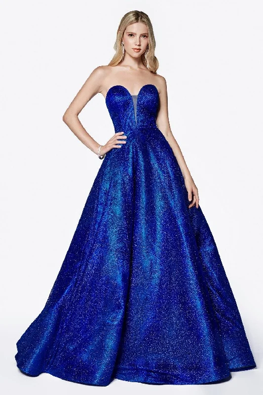 Cinderella Divine CB0033 Prom Long Strapless Glitter Ball Gown