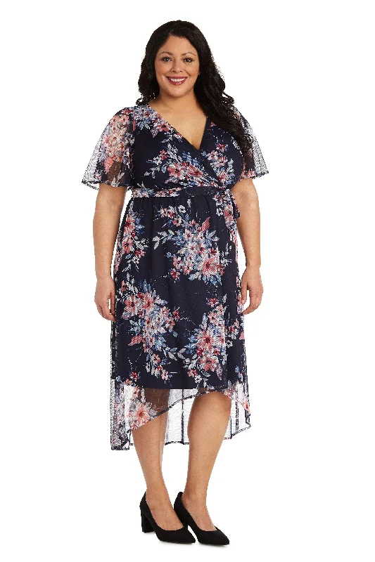 R&M Richards 7790W Plus Size Print High Low Dress