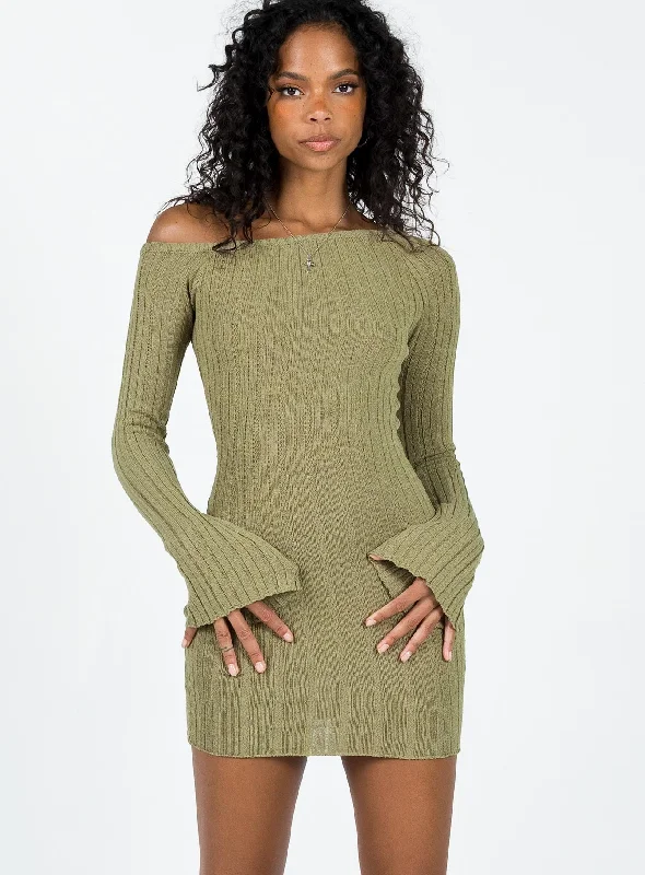 Santorini Knit Mini Dress Green