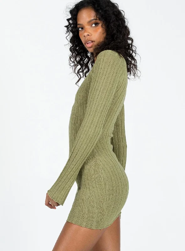 Santorini Knit Mini Dress Green