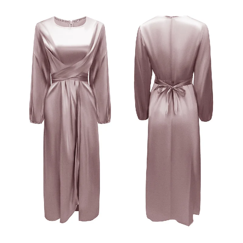 Women's Versatile Soft Waist Satin Dress Dresses